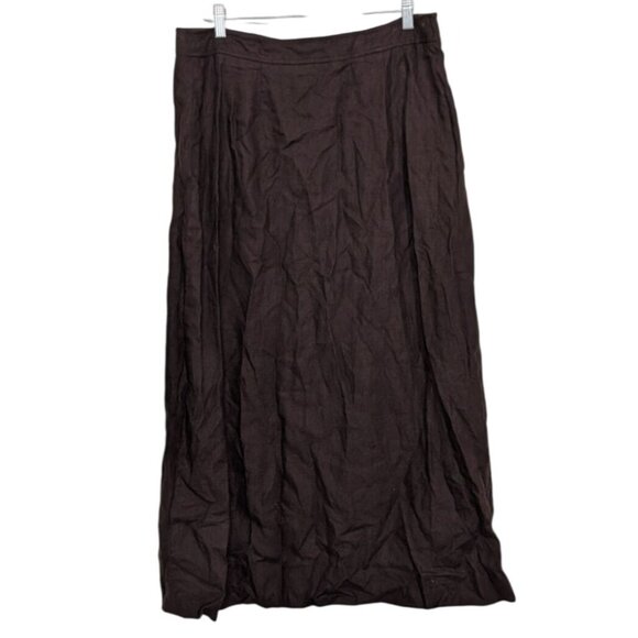 Vintage Apostrophe 100% Linen Maxi Skirt Womens Size 16 Brown Modest Lagenlook - Picture 6 of 8